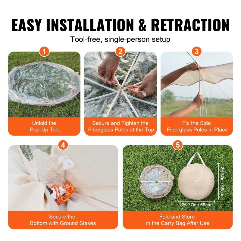 Urheiluteltta säänkestävä läpinäkyvä PVC-muovi 3,66x3,66 m 8–10 hengelle