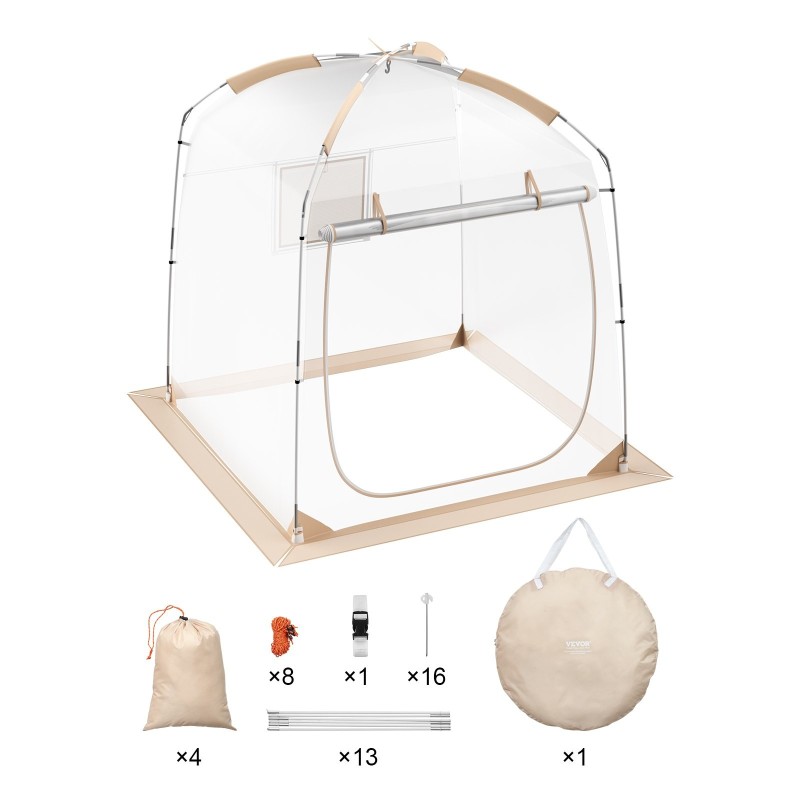 Urheiluteltta läpinäkyvä PVC noin 183 x 183 cm 2–4 hengelle säänkestävä