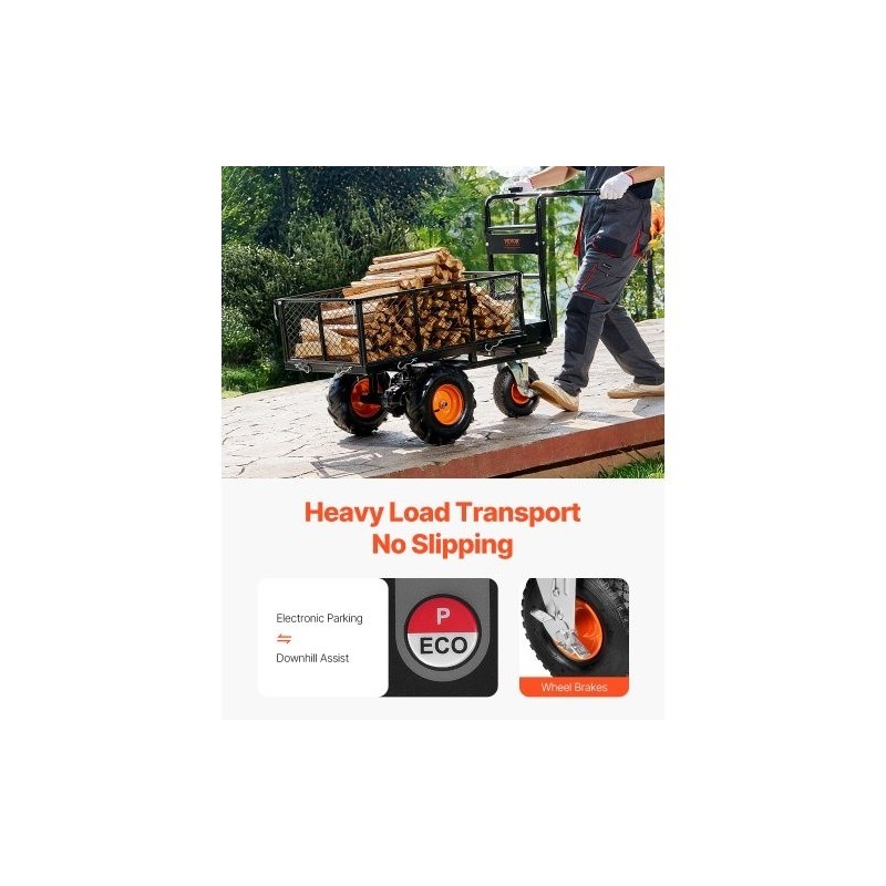 Sähkökäyttöinen teräskärry 226 kg kantavuus 36V 432Wh akku harjaton 500W moottori