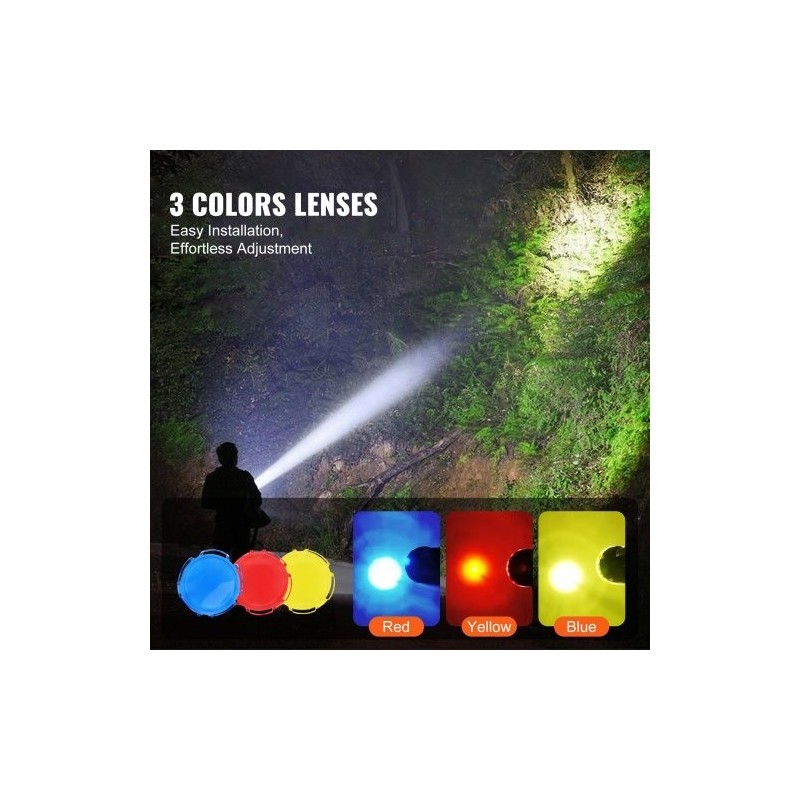 Ladattava käsivalaisin 1000000 lumenia IP67 10000 mAh 4 valaistustilaa irrotettavat värilinssit