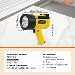 Ladattava käsivalaisin 1000000 lumenia IP67 10000 mAh 4 valaistustilaa irrotettavat värilinssit