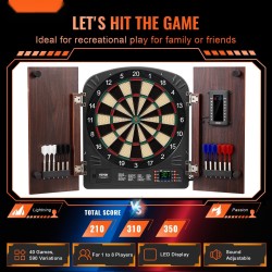 Pehmeäkärkinen tikkataulu ja kaappisetti 34,3 cm LED-näytöllä elektronisella pistelaskulla sisältää tikat