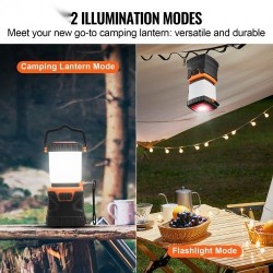 LED-retkilyhty 1000LM 360° valaistus ladattava 4400mAh akku USB-lataus 4 valaistustilaa