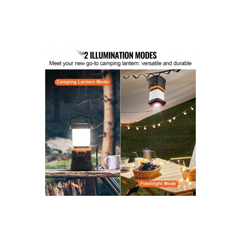 LED-retkilyhty 1000LM 360° valaistus ladattava 4400mAh akku USB-lataus 4 valaistustilaa