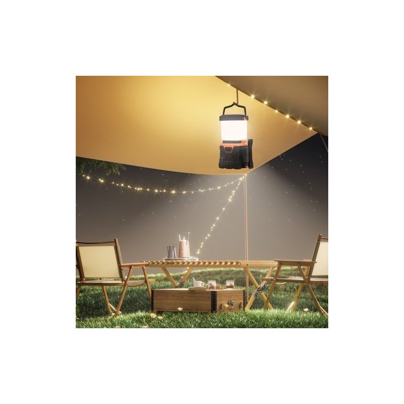 LED-retkilyhty 1000LM 360° valaistus ladattava 4400mAh akku USB-lataus 4 valaistustilaa