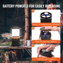 LED-leirivalaisin 360 asteen valaistus 64 LED 1000 lm 4 valaistustilaa paristokäyttö