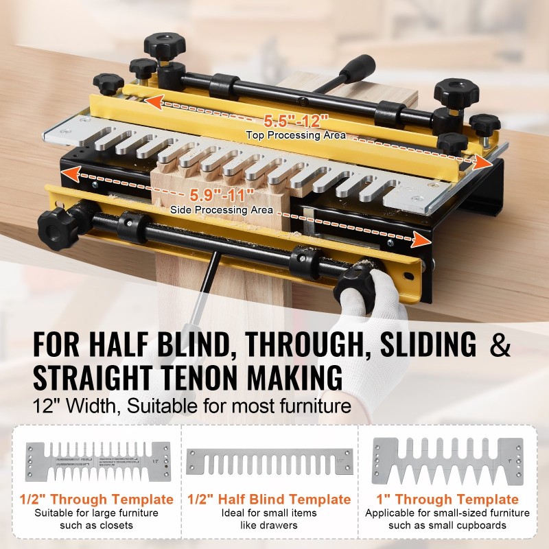 Ponsijigi paksunnettu alumiiniseosrunko 30,5 cm työstöleveys 3 mallinetta 4 terää