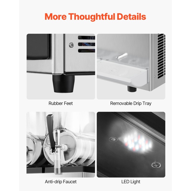 Jääjuomakone ruostumatonta terästä kolmella 12 litran säiliöllä ravintoloihin kahviloihin baareihin