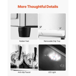 Kaksisäiliöinen jääjuomakone kaksi 12 litran säiliötä ruostumaton teräsrunko ammattikäyttöön