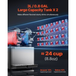 Slush-kone ruostumatonta terästä kahdella kolmen litran säiliöllä viisitoista asetusta kotiin ja kahviloihin