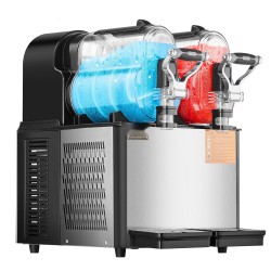 Slush-kone ruostumatonta terästä kahdella kolmen litran säiliöllä viisitoista asetusta kotiin ja kahviloihin