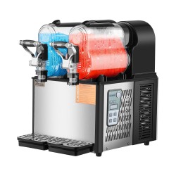 Slush-kone ruostumatonta terästä kahdella kolmen litran säiliöllä viisitoista asetusta kotiin ja kahviloihin