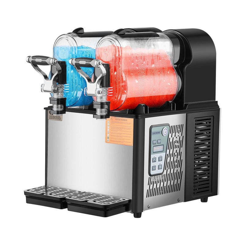 Slush-kone ruostumatonta terästä kahdella kolmen litran säiliöllä viisitoista asetusta kotiin ja kahviloihin