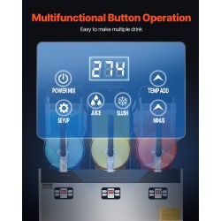 Slush-kone ruostumatonta terästä kolme kahdentoista litran säiliötä kahviloihin ja baareihin