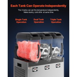 Slush-kone ruostumatonta terästä kolme kahdentoista litran säiliötä kahviloihin ja baareihin