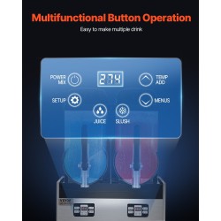 Kaupallinen slushikone ruostumaton teräs kaksi kahdentoista litran säiliötä yhdeksänkymmentäkuusi kuppia kahviloihin baareihin