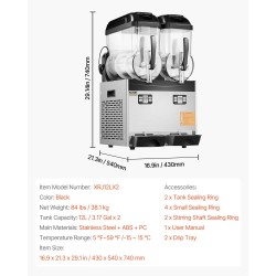 Kaupallinen slushikone ruostumaton teräs kaksi kahdentoista litran säiliötä yhdeksänkymmentäkuusi kuppia kahviloihin baareihin