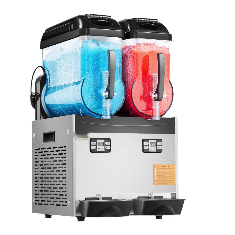 Kaupallinen slushikone ruostumaton teräs kaksi kahdentoista litran säiliötä yhdeksänkymmentäkuusi kuppia kahviloihin baareihin