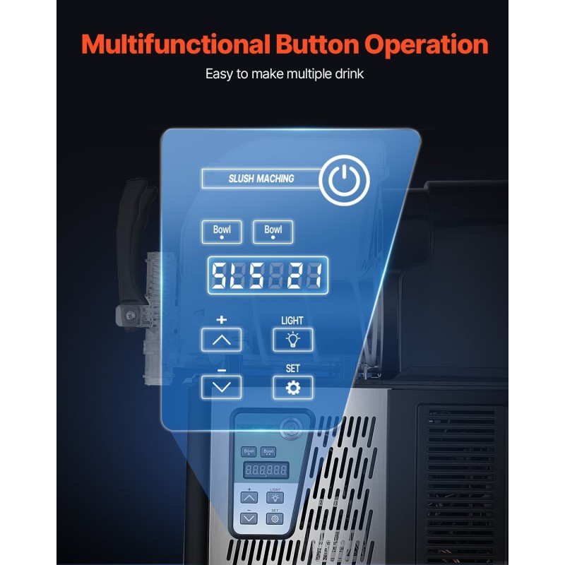 Slush-kone kaksisäiliöinen kukin säiliö 4 l ruostumaton teräs 15 asetusta ammattikäyttöön