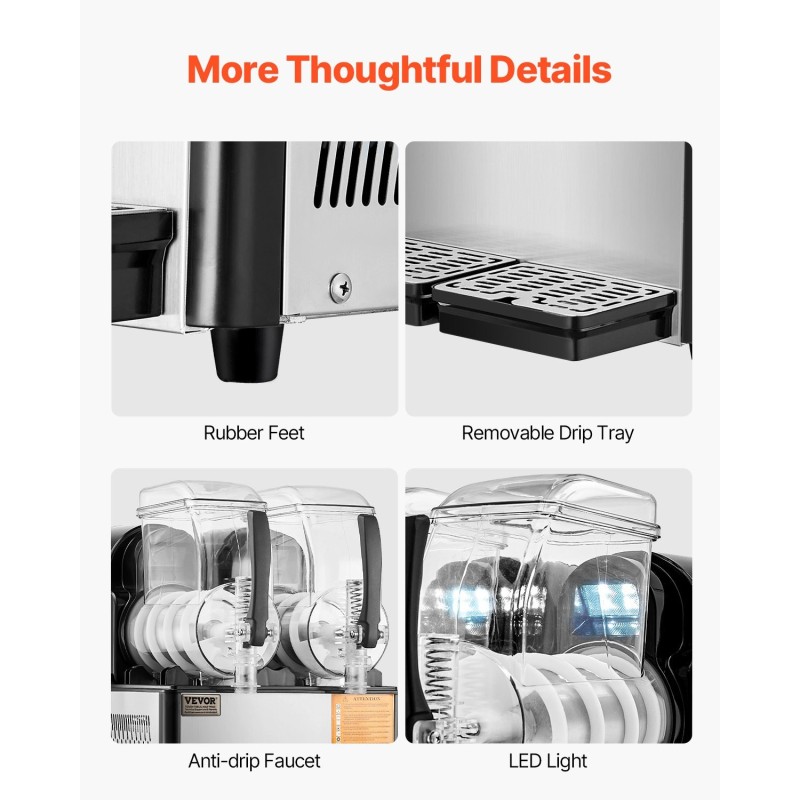 Slush-kone kaksisäiliöinen kukin säiliö 4 l ruostumaton teräs 15 asetusta ammattikäyttöön