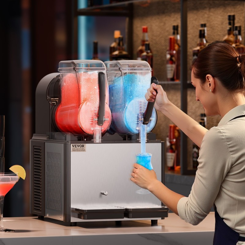 Slush-kone kaksisäiliöinen kukin säiliö 4 l ruostumaton teräs 15 asetusta ammattikäyttöön