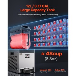 Slushikone 12 l yksisäiliöinen ruostumaton teräsrunko polykarbonaattisäiliö ammattikäyttöön