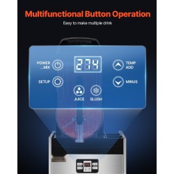 Slushikone 12 l yksisäiliöinen ruostumaton teräsrunko polykarbonaattisäiliö ammattikäyttöön