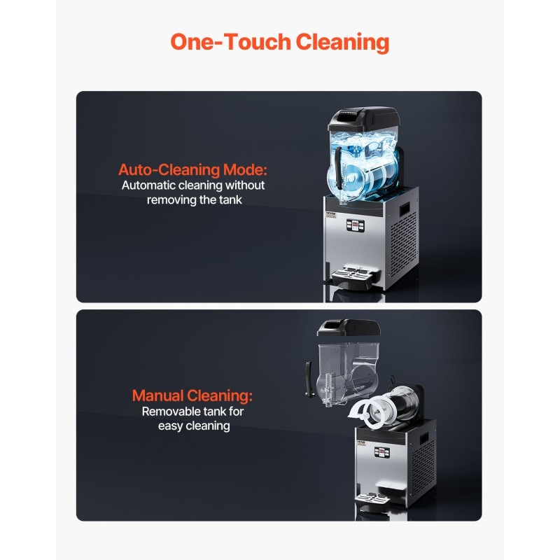 Slushikone 12 l yksisäiliöinen ruostumaton teräsrunko polykarbonaattisäiliö ammattikäyttöön