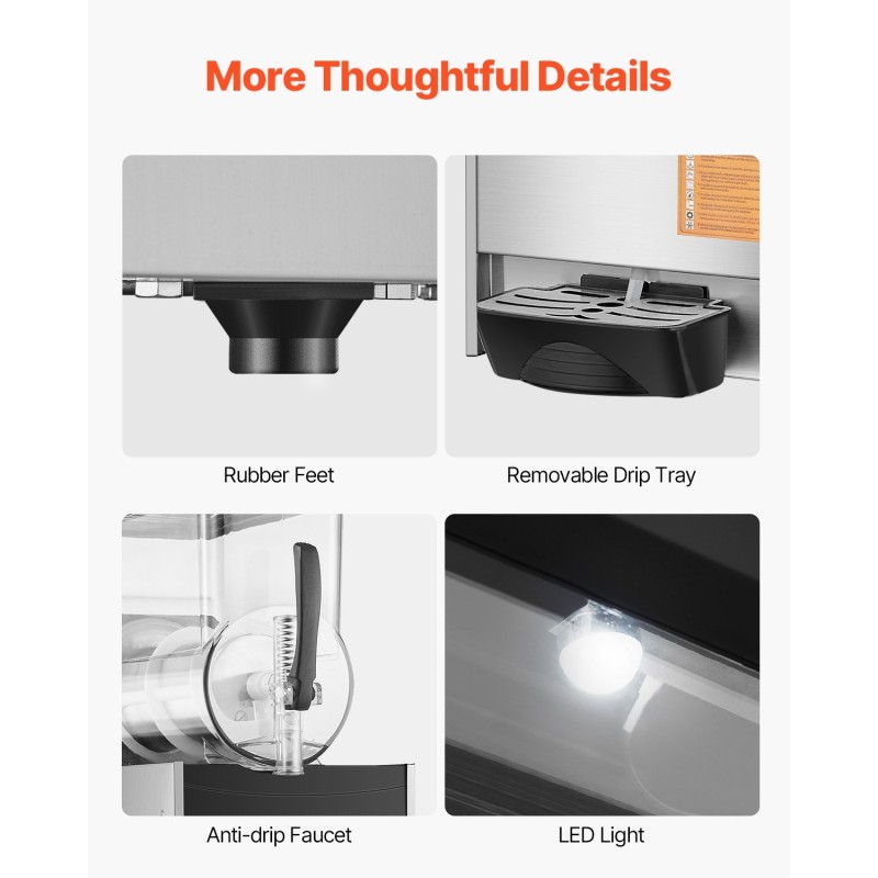 Slushikone 12 l yksisäiliöinen ruostumaton teräsrunko polykarbonaattisäiliö ammattikäyttöön