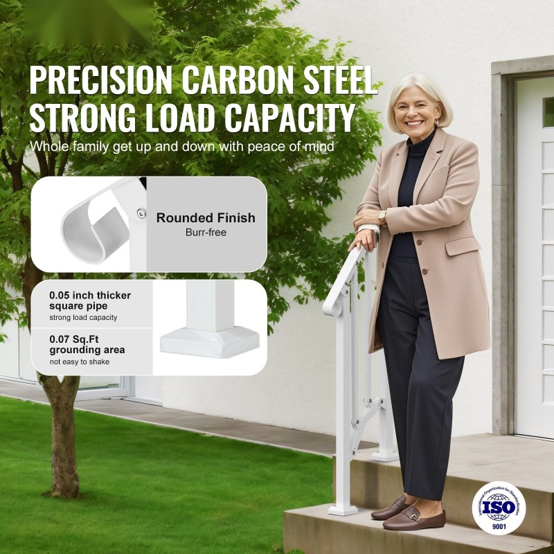 Käsijohde ulkoportaisiin hiiliteräksinen 1–2 portaalle valkoinen retrokaari