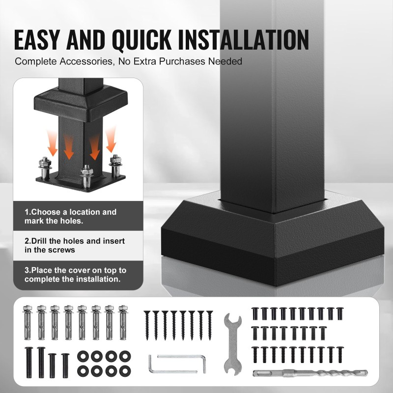 Portaiden kaide hiiliteräksinen kahden tai kolmen askelman musta säädettävä kulma