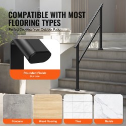 Käsijohde 1380 mm hiiliterästä 4–5 askelman ulkoportaisiin musta neliöputki asennussarjalla