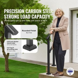 Hiiliteräksinen käsijohde ulkoportaikkoon 1–2 portaalle musta 680 mm säädettävä kulma