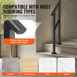 Hiiliteräksinen käsijohde ulkoportaikkoon 1–2 portaalle musta 680 mm säädettävä kulma