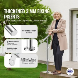 Kaide ulkoportaisiin ruostumattomasta teräksestä 800 mm kaksipilarinen kaksi poikkitankoa säädettävä kulma