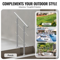 Kaide ulkoportaisiin ruostumattomasta teräksestä 800 mm kaksipilarinen kaksi poikkitankoa säädettävä kulma