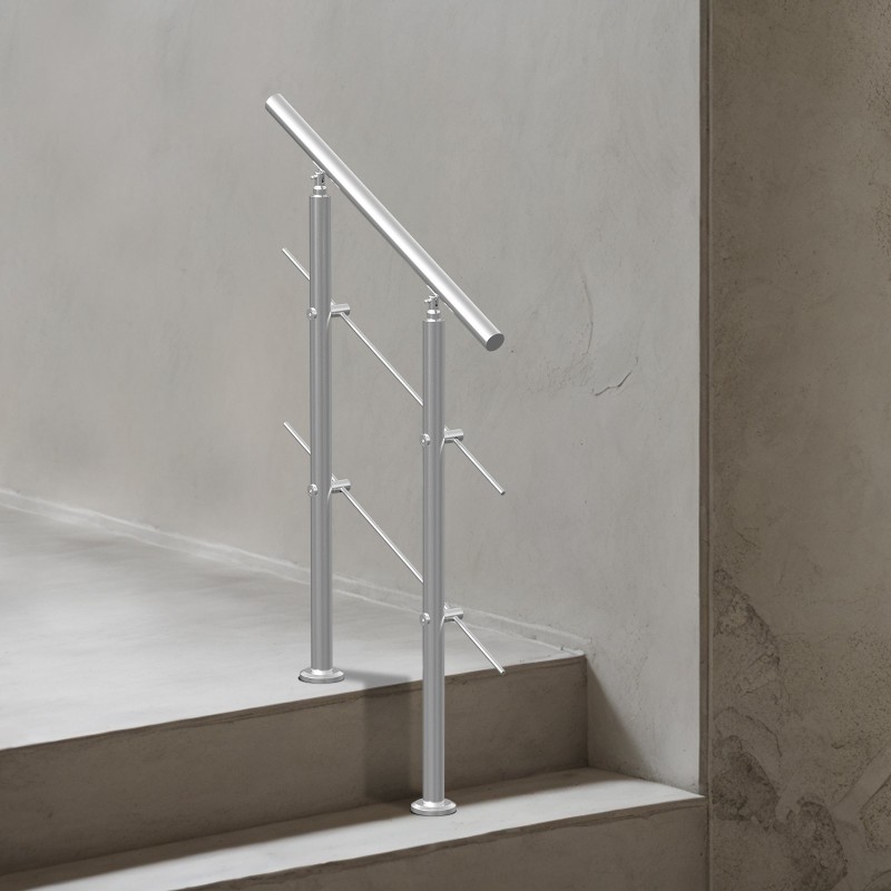 Kaide ulkoportaisiin ruostumattomasta teräksestä 800 mm kaksipilarinen kaksi poikkitankoa säädettävä kulma