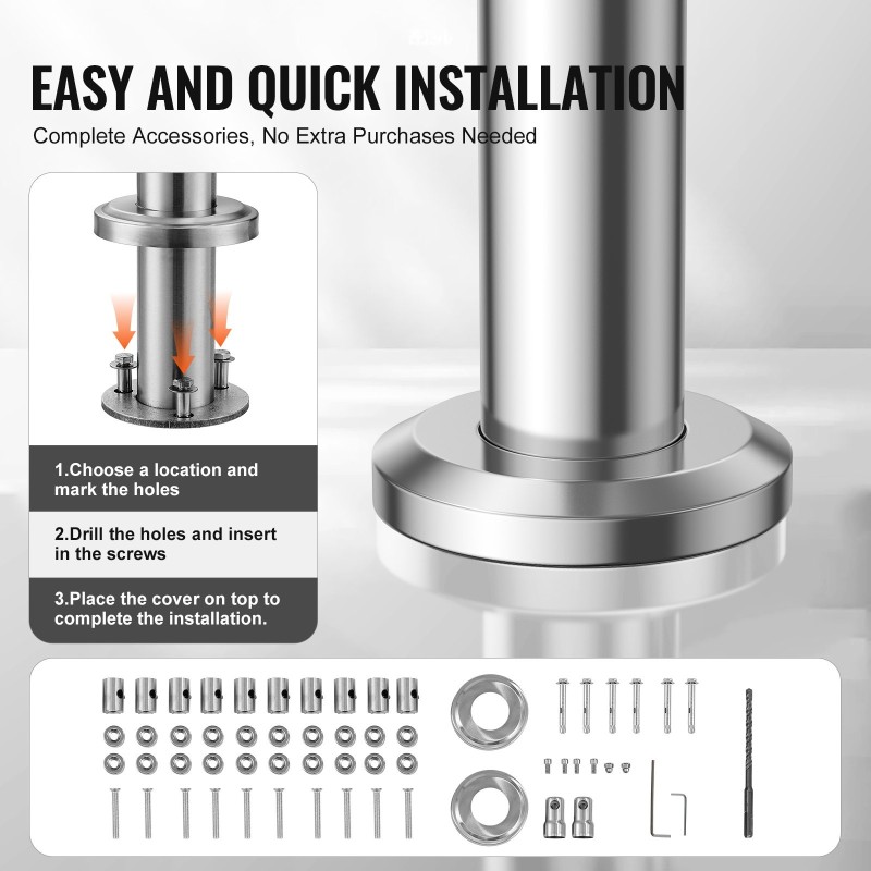 Porraskaide ruostumatonta terästä 1500 mm kaksipilarinen 5 poikkitankoa ulkokäyttöön