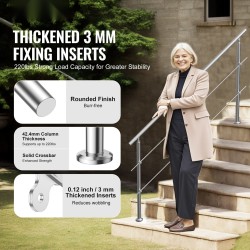 Käsijohde ulkokäyttöön ruostumattomasta teräksestä 1800 mm kaksi poikkitankoa