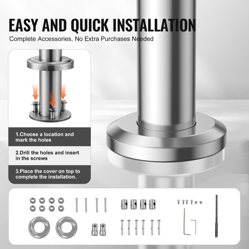 Käsijohde ulkokäyttöön ruostumattomasta teräksestä 1800 mm kaksi poikkitankoa
