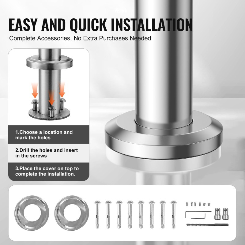 Käsijohde ulkoportaisiin ruostumatonta terästä 100 cm kahden pylvään säädettävä kulma 0–45 astetta