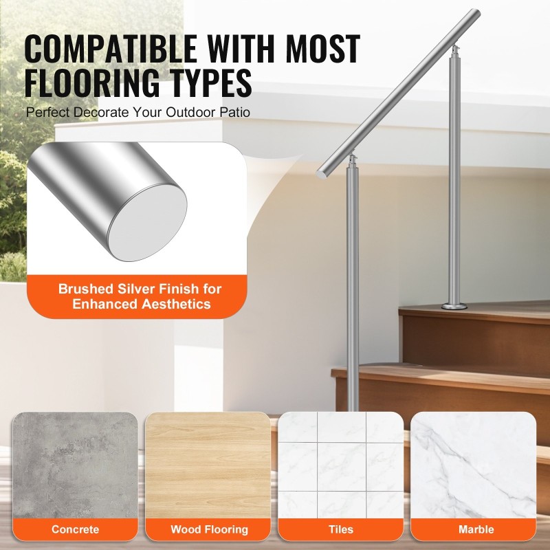 Käsijohde ulkoportaisiin ruostumatonta terästä 100 cm kahden pylvään säädettävä kulma 0–45 astetta