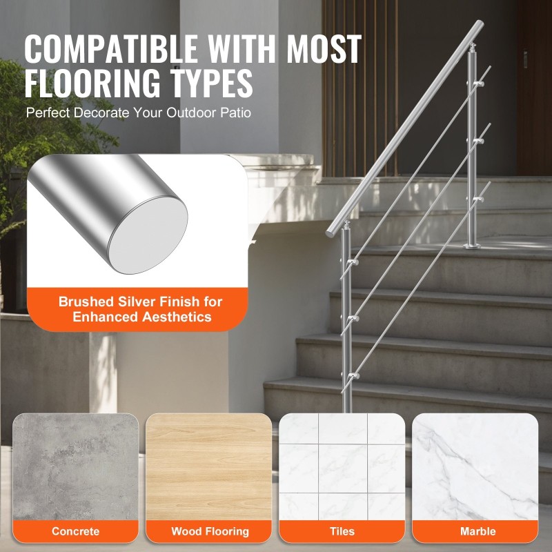 Ulkokaide portaisiin 149,9 cm ruostumaton teräs kolmella poikkitangolla säädettävällä kulmalla