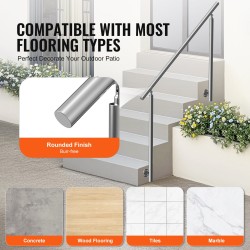 Ruostumaton teräs kaide 150 cm sivukiinnitteinen ulkoporteihin säädettävällä kulmalla