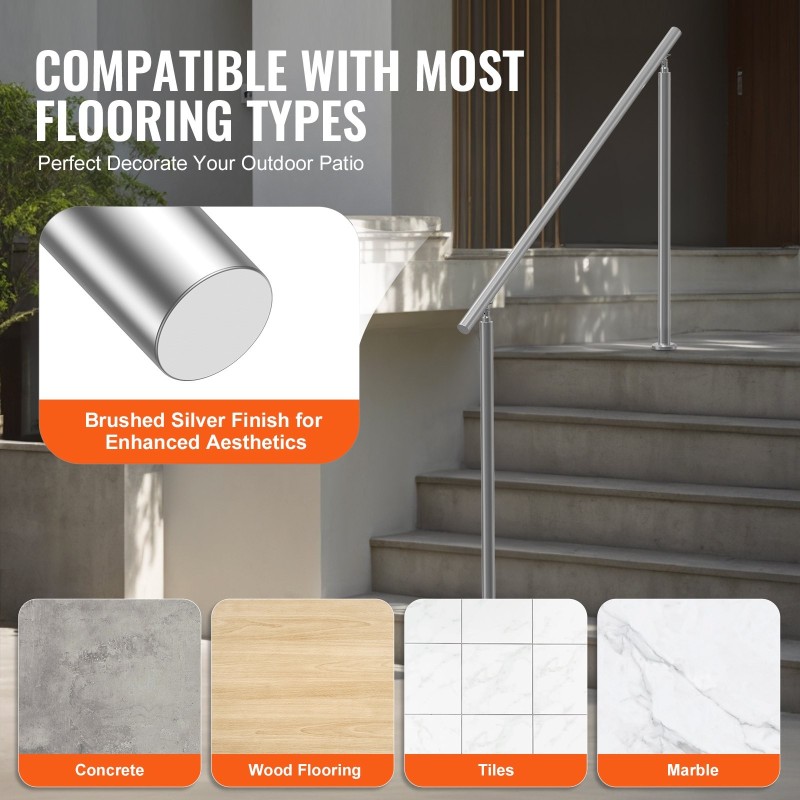 Käsijohde ulkoportaisiin ruostumatonta terästä 150 senttimetriä kaksipylväinen säädettävä kulma kiinnitystarvikkeet