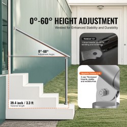 Ulkokaide ruostumattomasta teräksestä 100 cm portaisiin seinään ja lattiaan asennettava