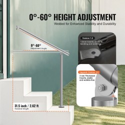 Kaide ulkoportaisiin ruostumattomasta teräksestä kahdeksankymmentä senttimetriä seinään ja lattiaan kiinnitettävä