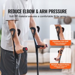 Kyynärsauvat aikuisille alumiinirunko taittuvat kymmenportainen korkeussäätö sopii 140–180 senttimetriä käyttäjille pari