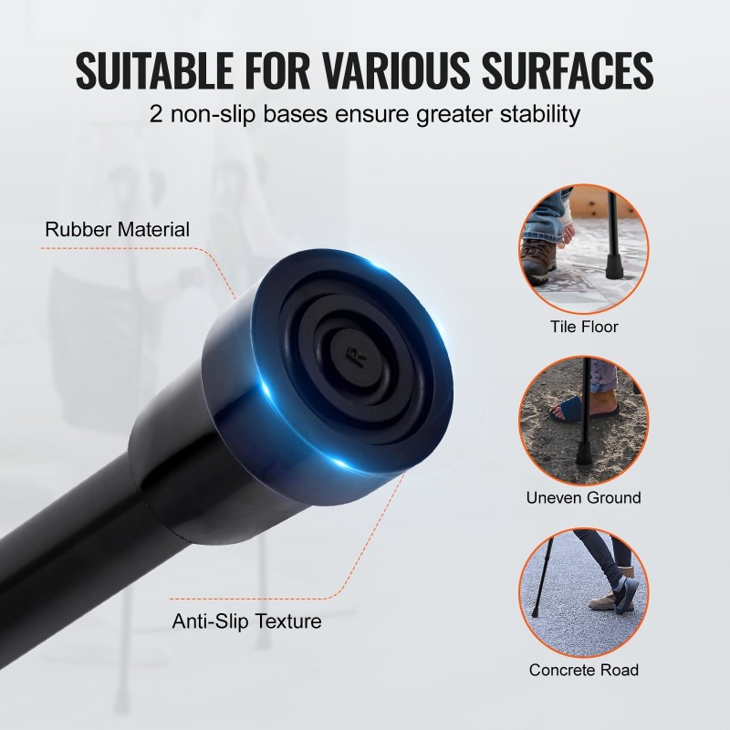 Kyynärsauvat aikuisille alumiinirunko taittuvat kymmenportainen korkeussäätö sopii 140–180 senttimetriä käyttäjille pari