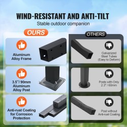 Pergola alumiinirunko vedettävä katos UV50+ aurinkosuoja 2.97 x 2.97 m terassille